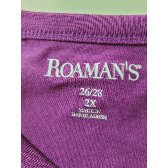 Roamans  Tank Top Womens Plus Size 26/28 2X Purple Sleeveless V-Neck - Picture 3 of 8